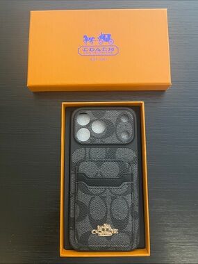iPhone 17 pro max Coach Signature Leather Phone Case with Card Slot